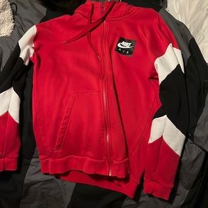Red and Black Nike Air Zip up Hoodie Very Good Condition